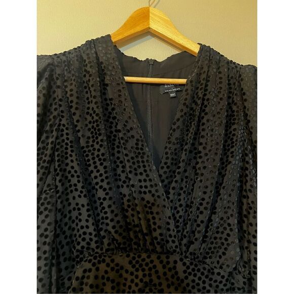 Bardot Women’s Size Large Metallic Bree Polka Dot Mini Dress Black Long Sleeve - Picture 7 of 16